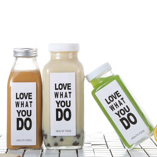 12oz French Square Glass Juice Bottle with Screw Cap - Image 3