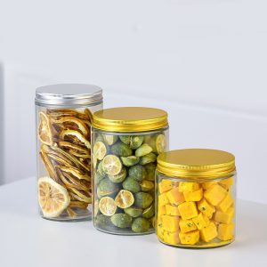 Reusable Round Glass Food Jars with Airtight Metal Lid for Jelly Cookies Sugar Spices