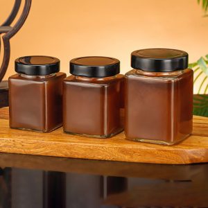 Wholesale Honey Jars Packaging Square Canning Jar Empty Glass Jam Jars With Deep Metal Lids