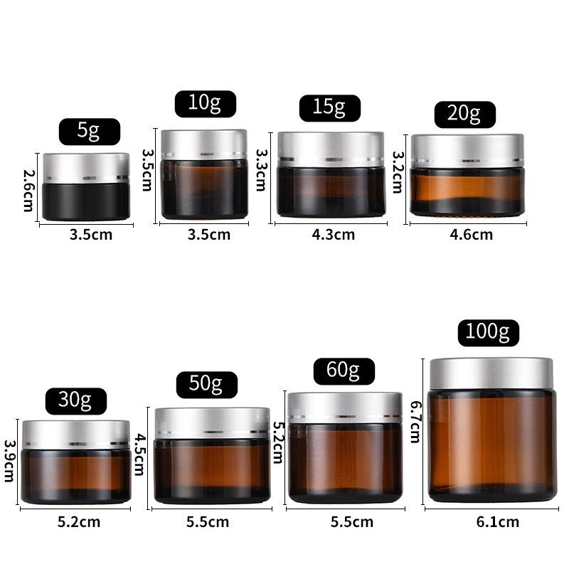 Cosmetics Amber Glass Cream Jars with PP Cap - Image 2