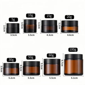 Cosmetics Amber Glass Cream Jars with PP Cap