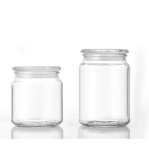 500ml 700ml Home Decoration Clear Glass Candle Jar with Glass Lid
