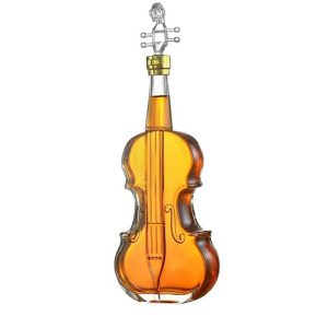 Customized Violin Spirits Decanter 1000ml Glass Liquor Bottle