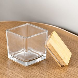 Square Glass Candle Jars with Lids