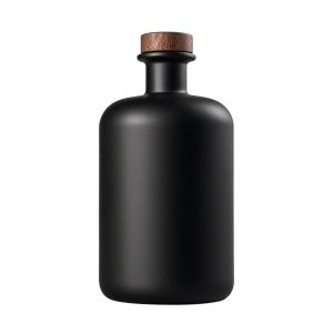 Matte Black Glass Liquor Bottle