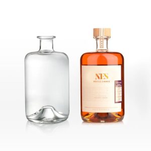 Round Glass Liuqor Bottle with Convex Concave Bottom 100ml 250ml 500ml 700ml 750ml