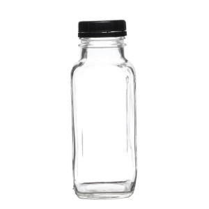 Square 12oz 16oz Juice Milk Glass Bottle with Plastic Lid
