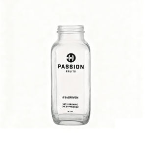 Custom Logo Printing French Square 16oz Glass Coffee Milk Tea Bottles