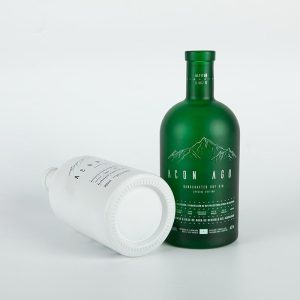 Frosted Green Glass Liquor Bottle Nordic Round Glass Spirits Bottle with Custom Logo Printing
