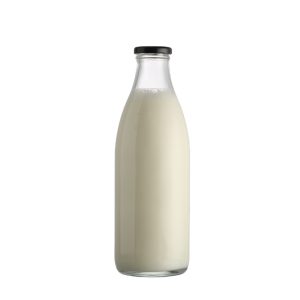Wholesale 1000ml Round Juice Milk Water Glass Bottle with Metal Lup Cap